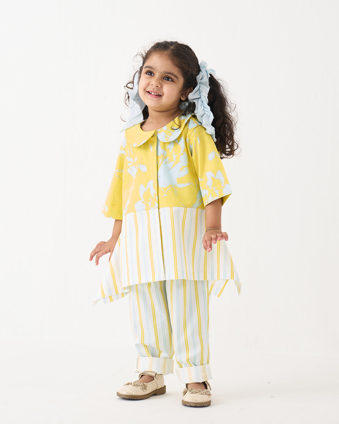 PETER PAN COLLAR PANELLED SHIRT  CO-ORD