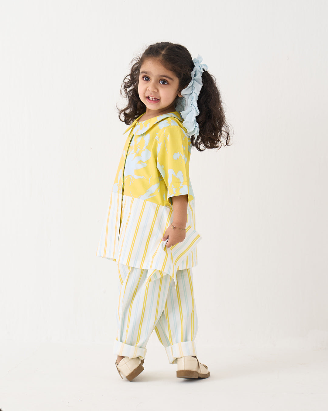 PETER PAN COLLAR PANELLED SHIRT  CO-ORD