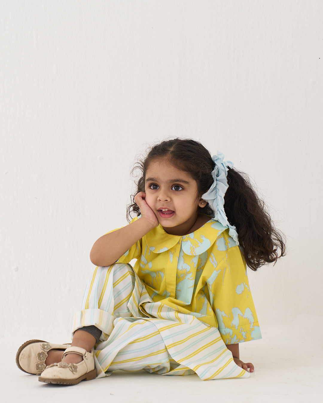 PETER PAN COLLAR PANELLED SHIRT  CO-ORD