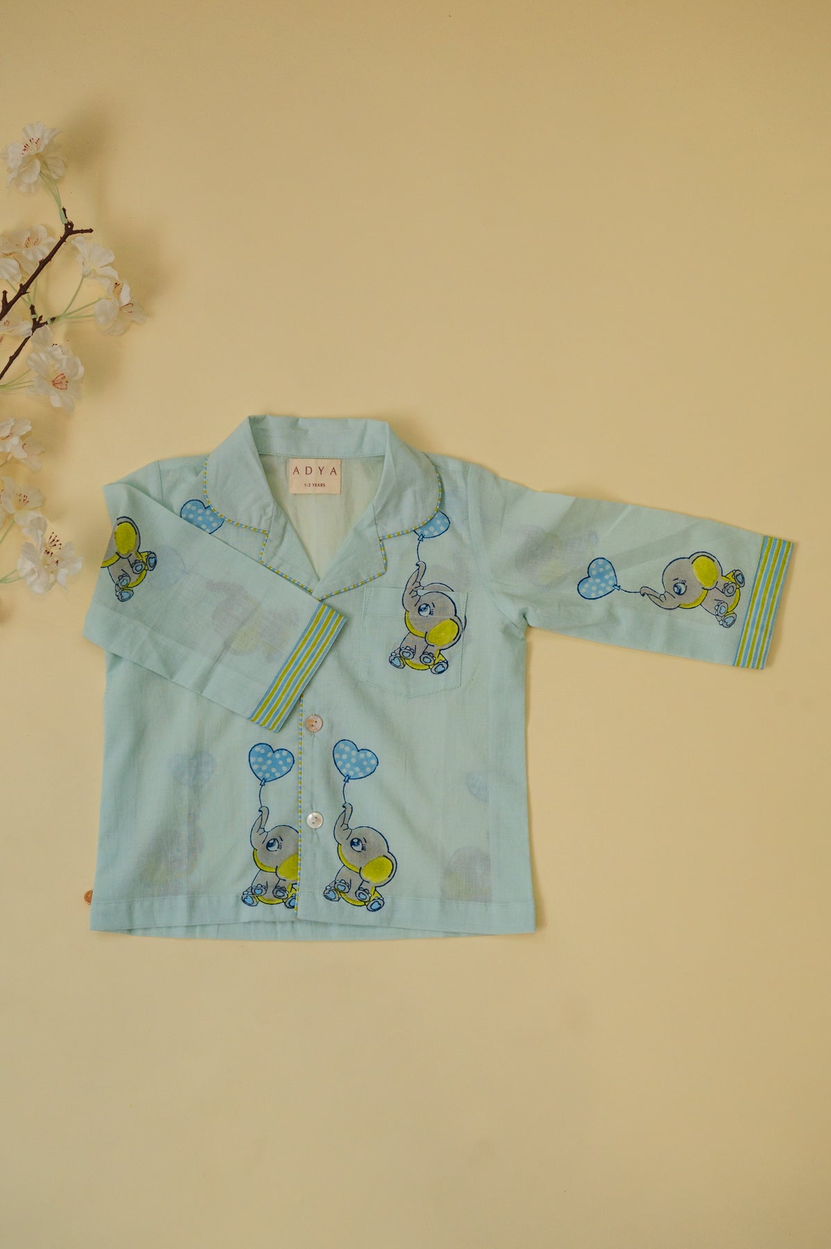 Light Blue Elephant Kids Night Suit