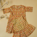 Kurta Set With Sharara - Lemon Yellow And Orange