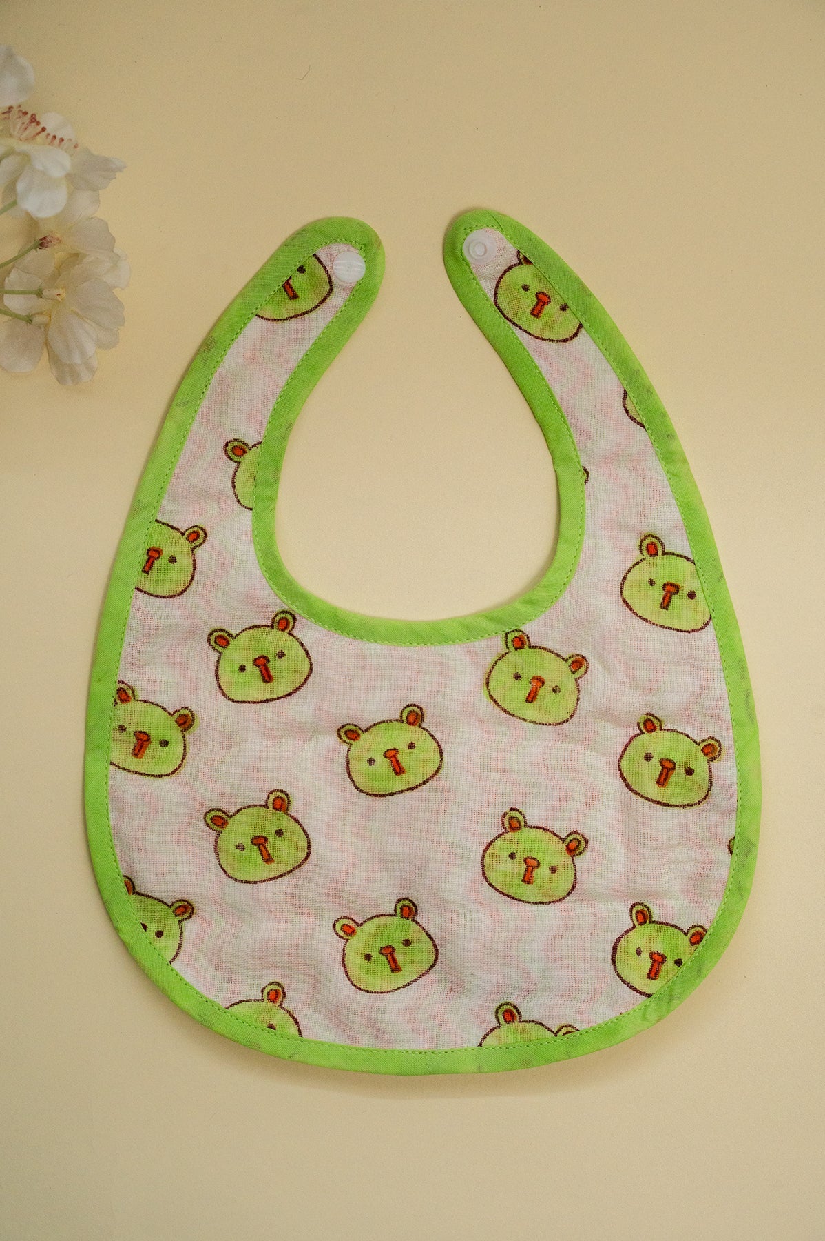 Green Panda Cotton Reversible Bib