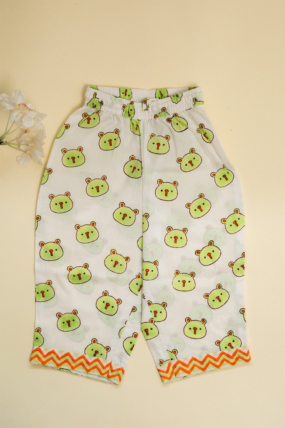 White Green Panda Kids Night Suit