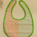Orange & Green Geometric Cotton Reversible Bib