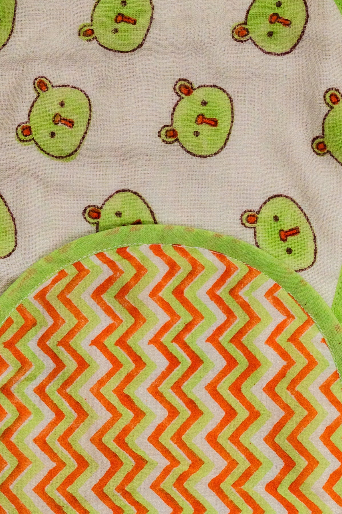 Green Panda Cotton Reversible Burp Cloth- Pack of 2