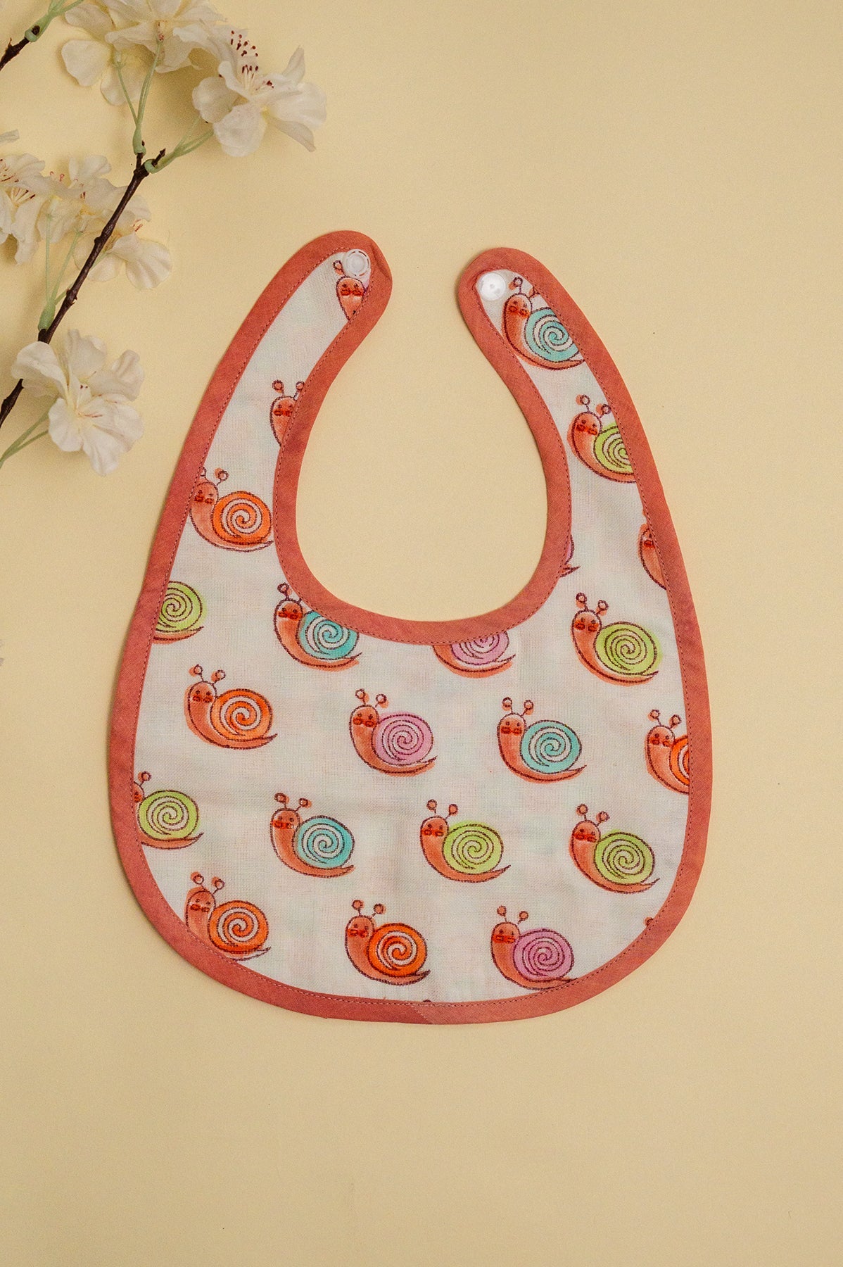 Colorful Snail Cotton Reversible Bib