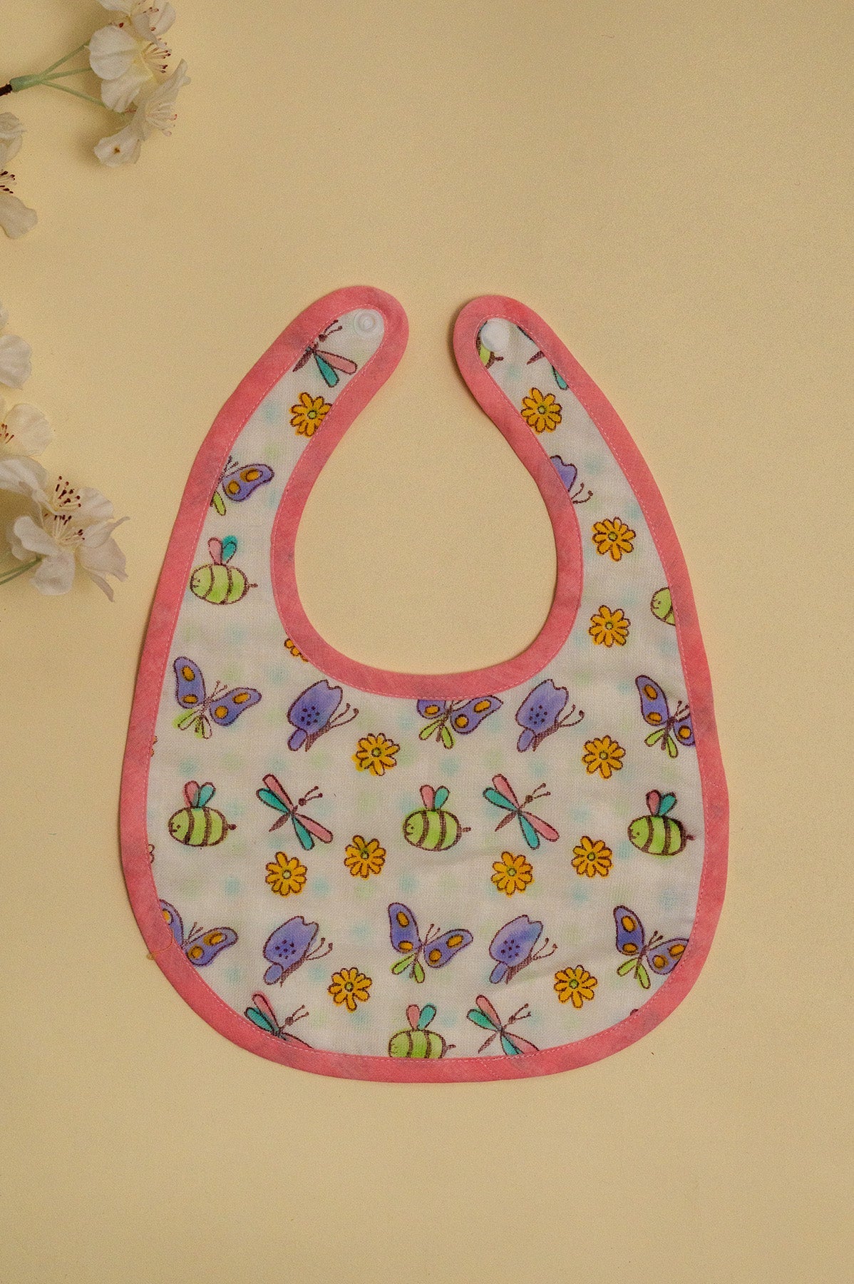 Lilac Butterfly Cotton Reversible Bib