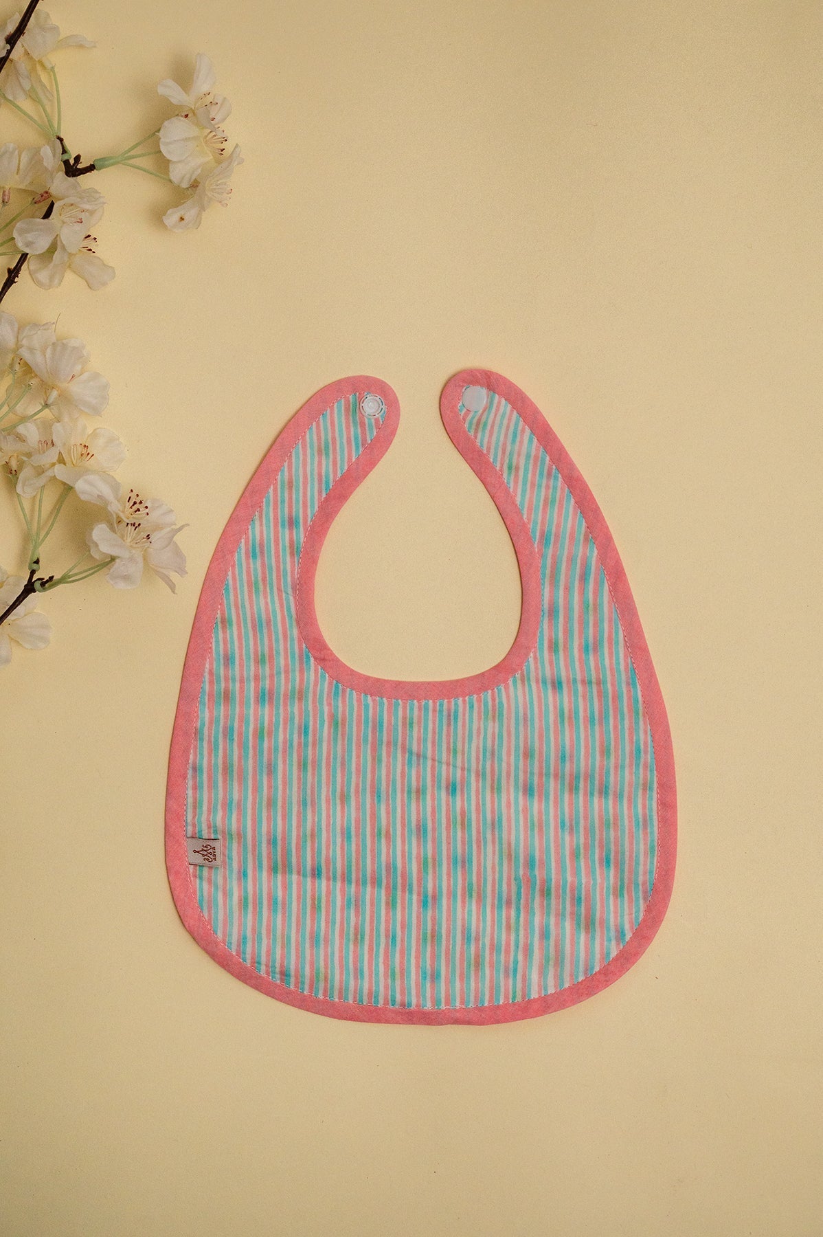 Pink Blue Polka Dots Cotton Reversible Bib