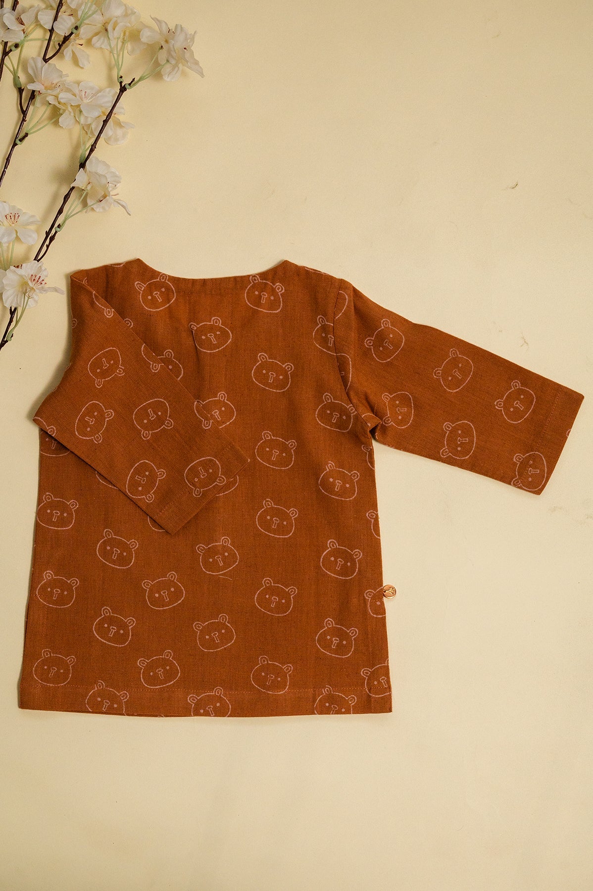 Brown Panda Block Print Kurta Set