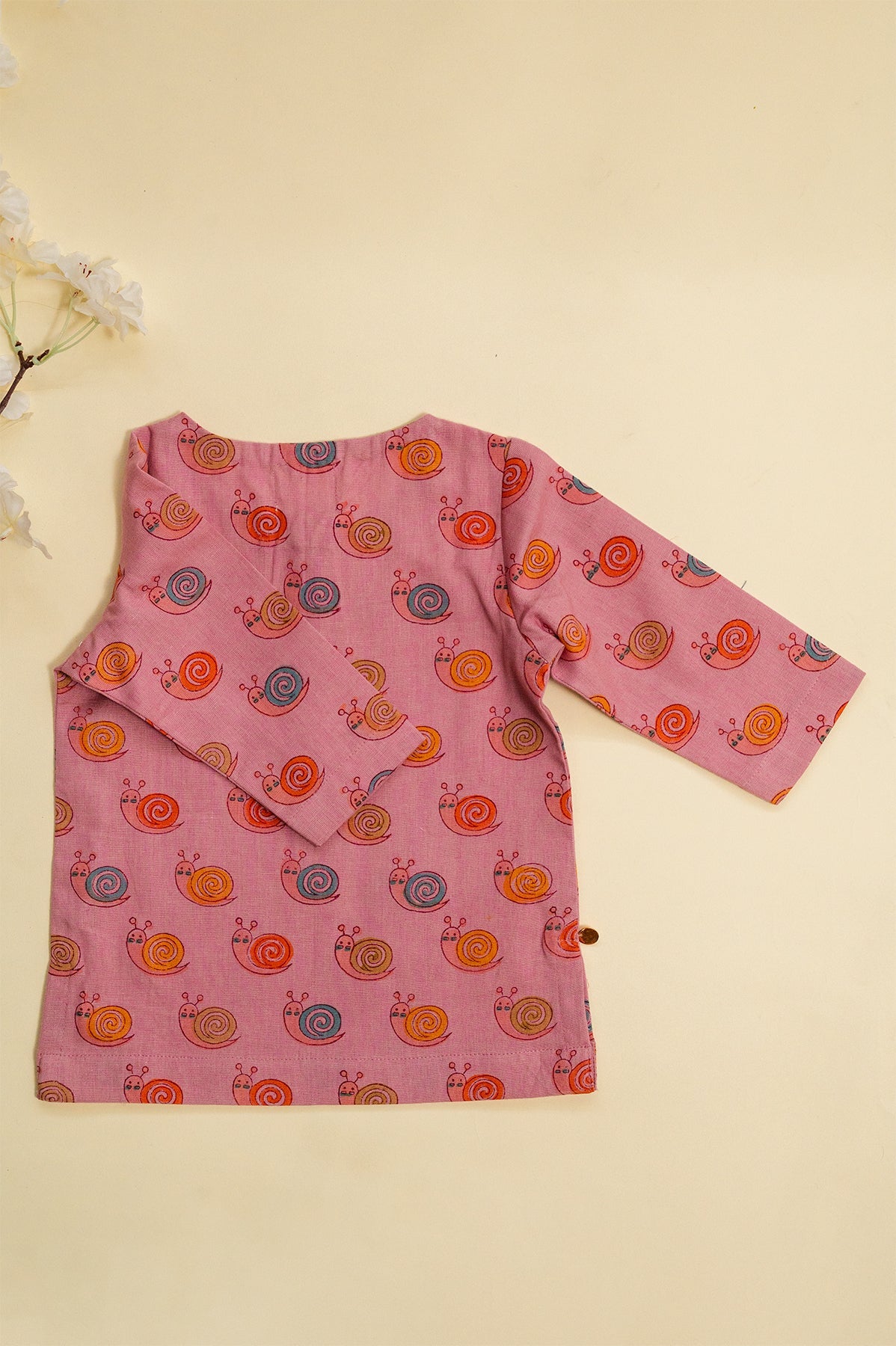 Pink Snail Block Print Kurta Set