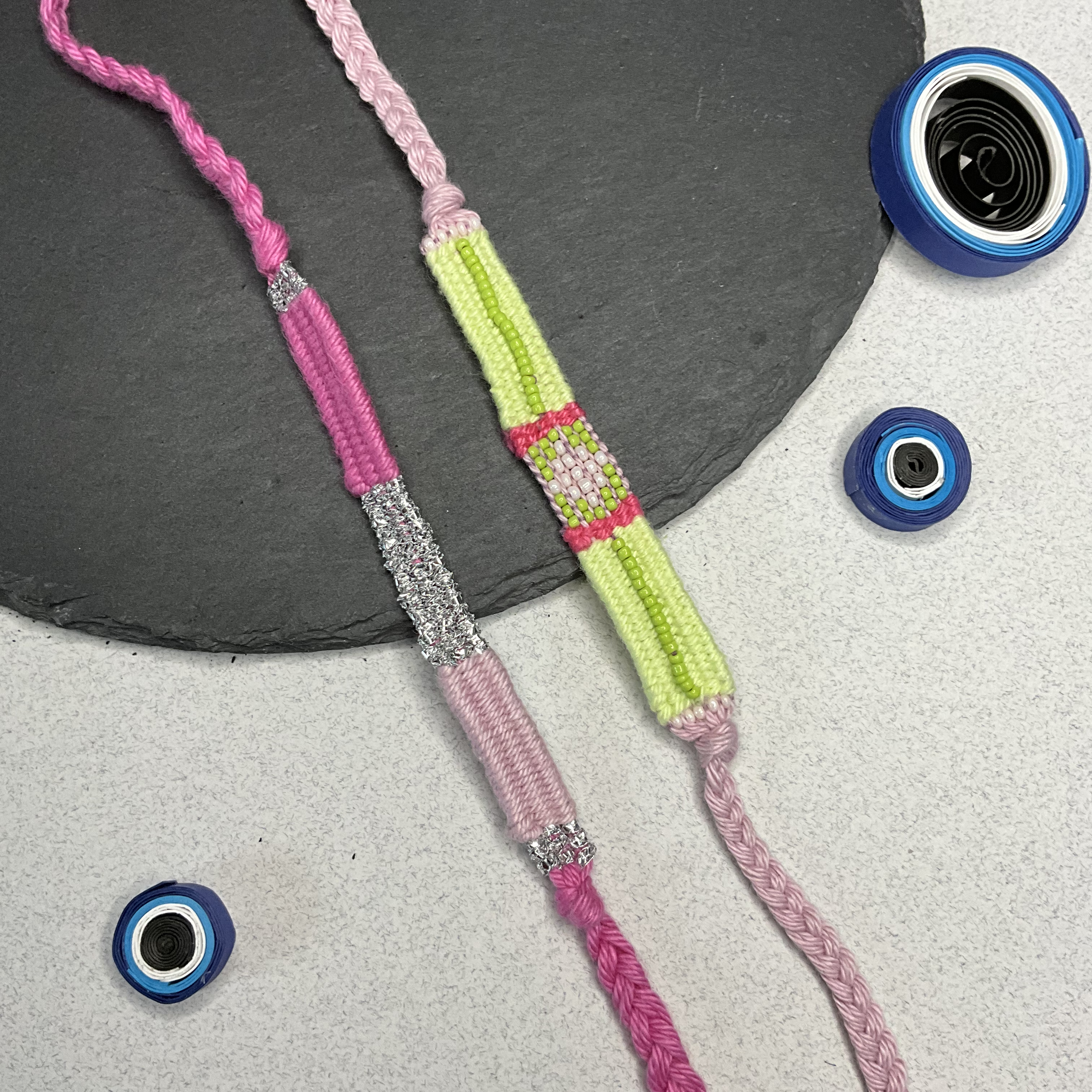 Weaved Rakhi - Combo Green Hues