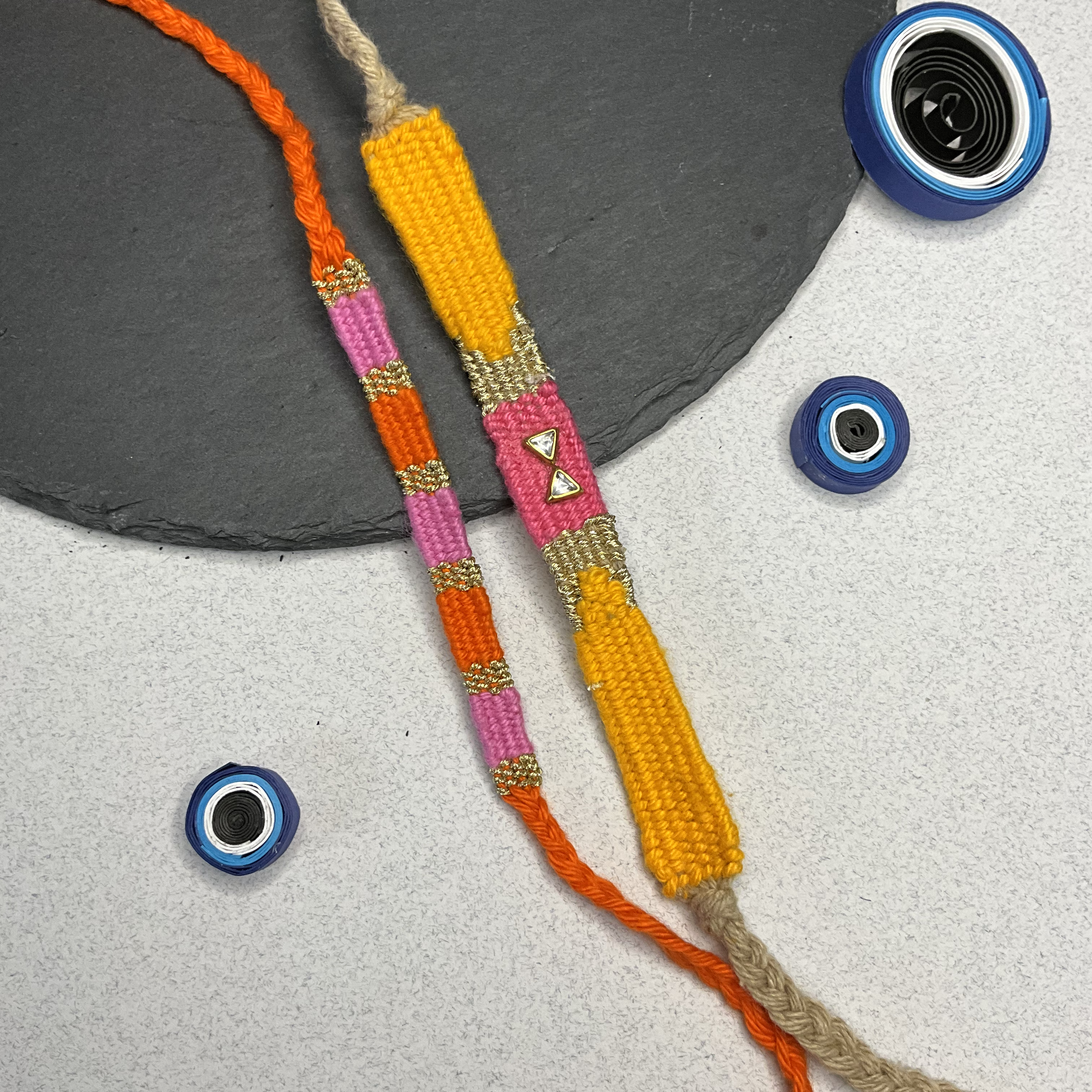 Weaved Rakhi - Combo Orange Hues