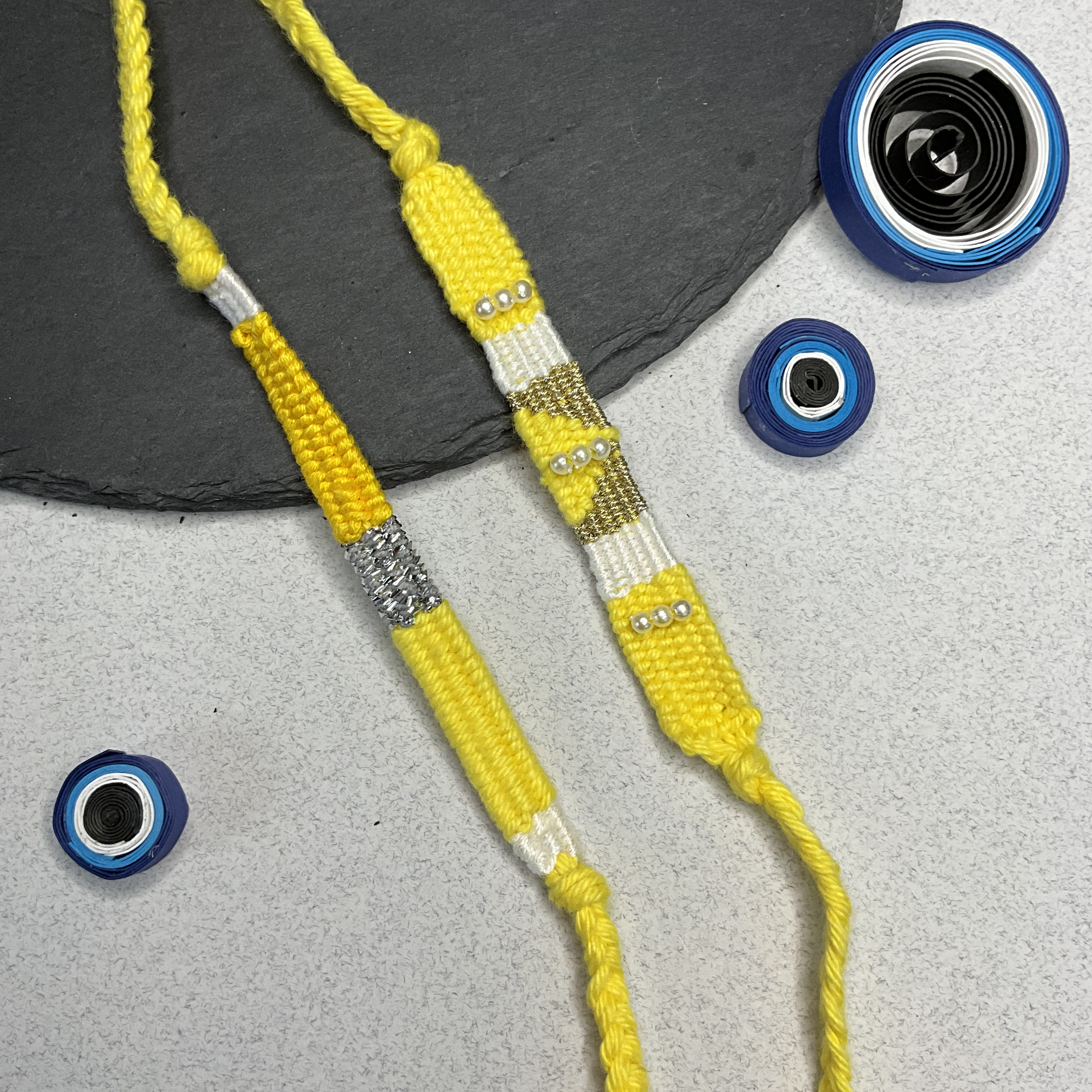 Weaved Rakhi - Combo Yellow Hues