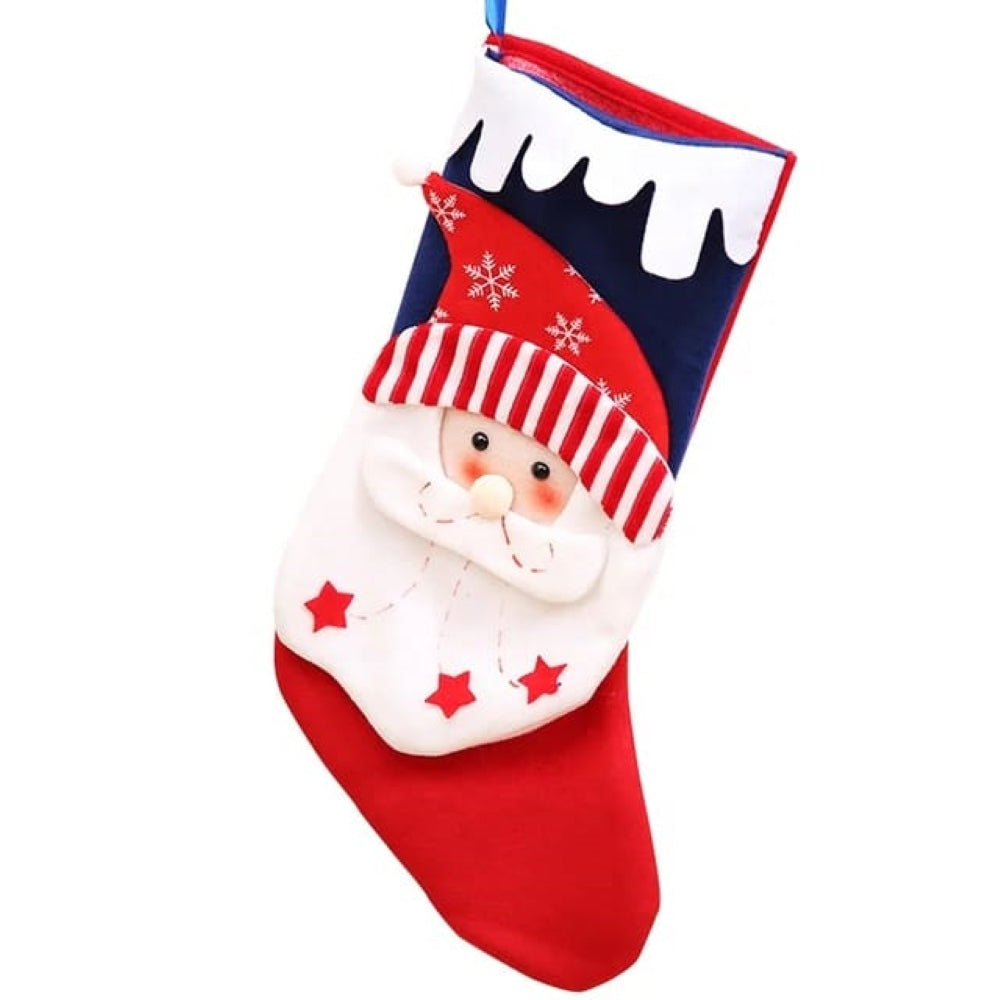 Snowy Scallop And Muffler Stockings - Happy Santa