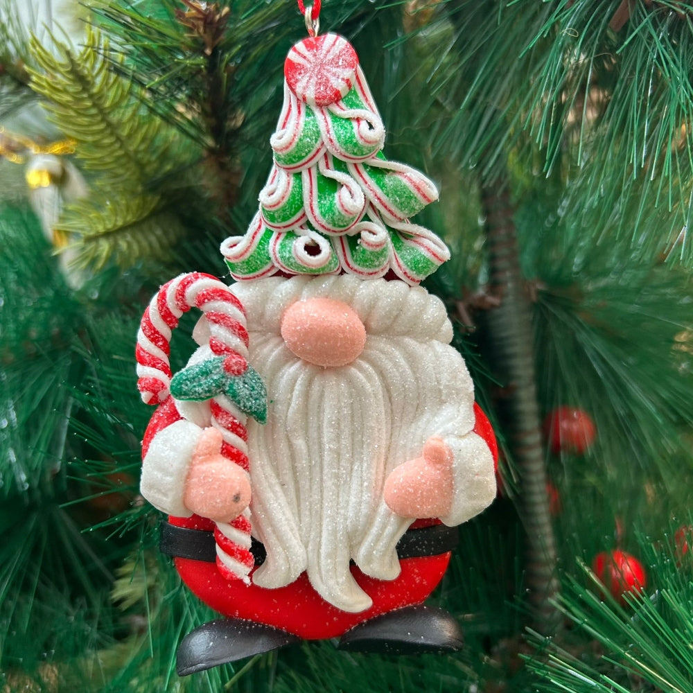 Gnome with a Candy Cane Ornament