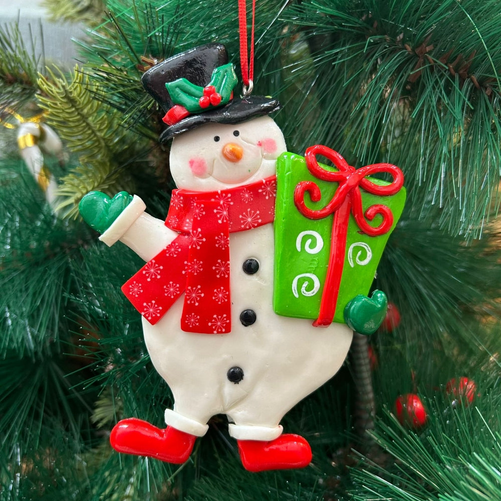 Snowman with a Gift Ornament