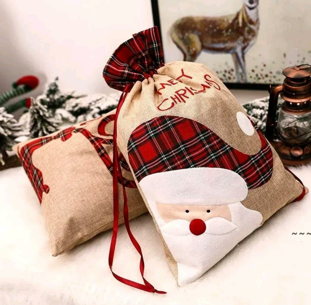 Santa - Burlap Holiday Treasure Sack