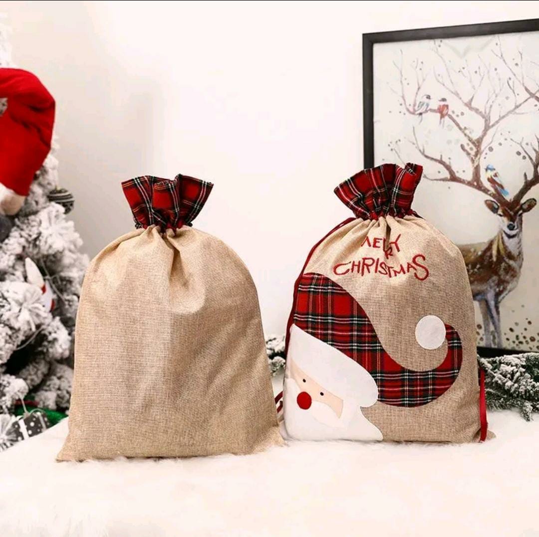 Santa - Burlap Holiday Treasure Sack