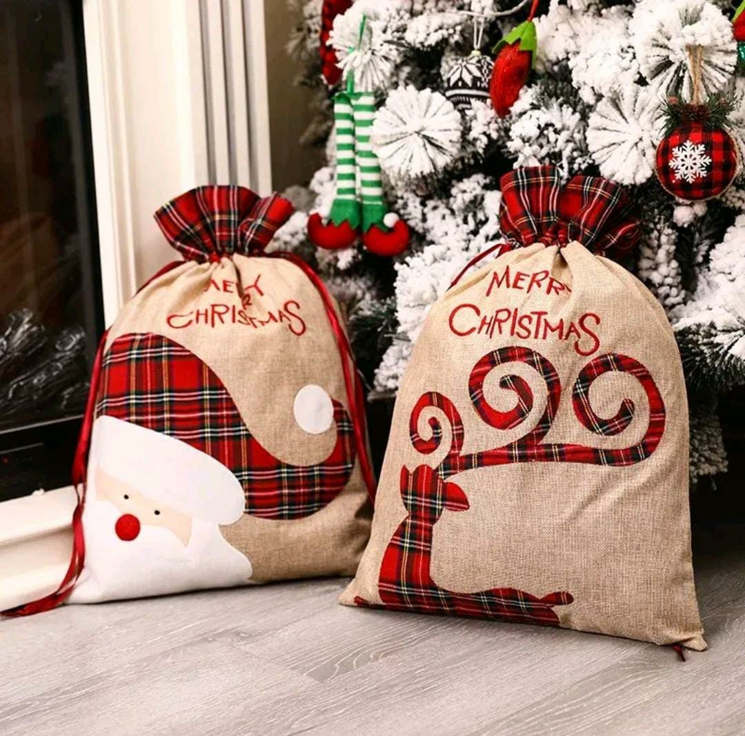 Santa - Burlap Holiday Treasure Sack