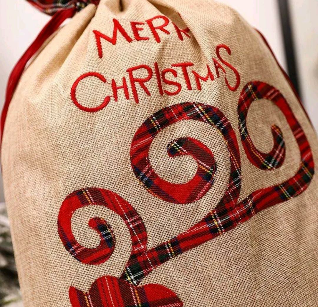 Reindeer - Burlap Holiday Treasure Sack