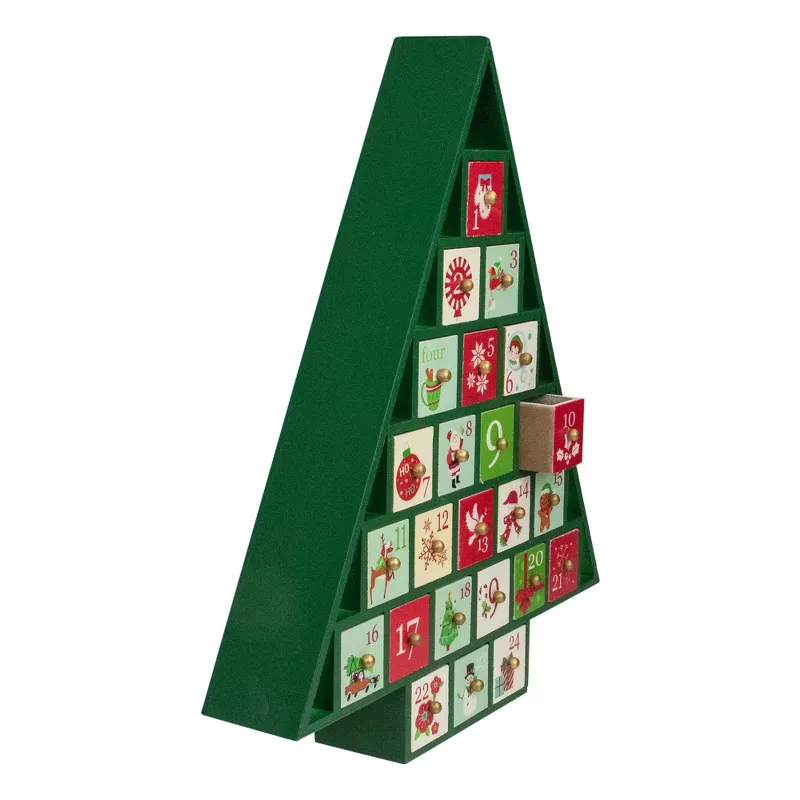 Green Tree of Treasures - Wooden Advent Calendar