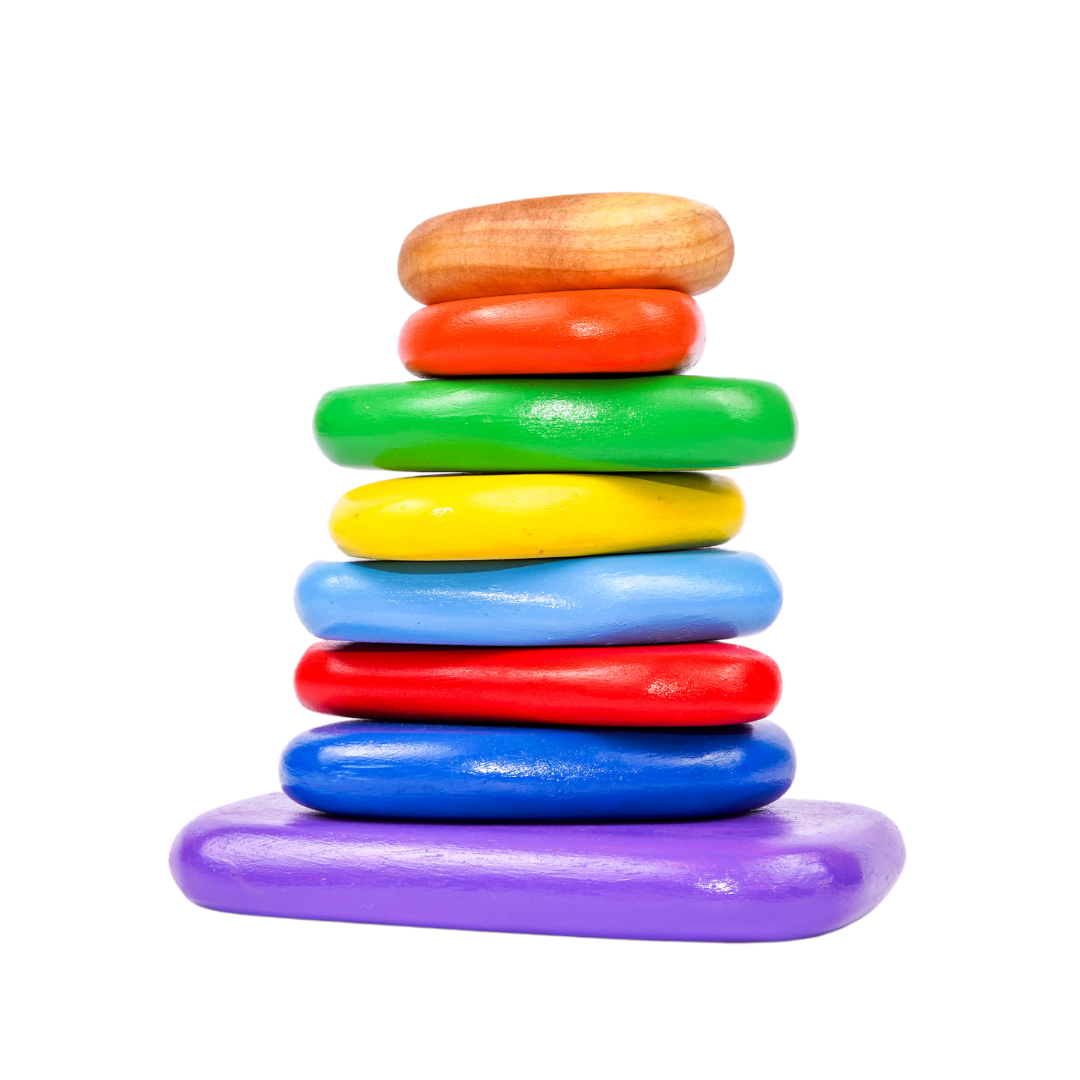 Wooden Balancing Pebbles | Rainbow Stacking Sensory Toy (8 Pcs) - Totdot