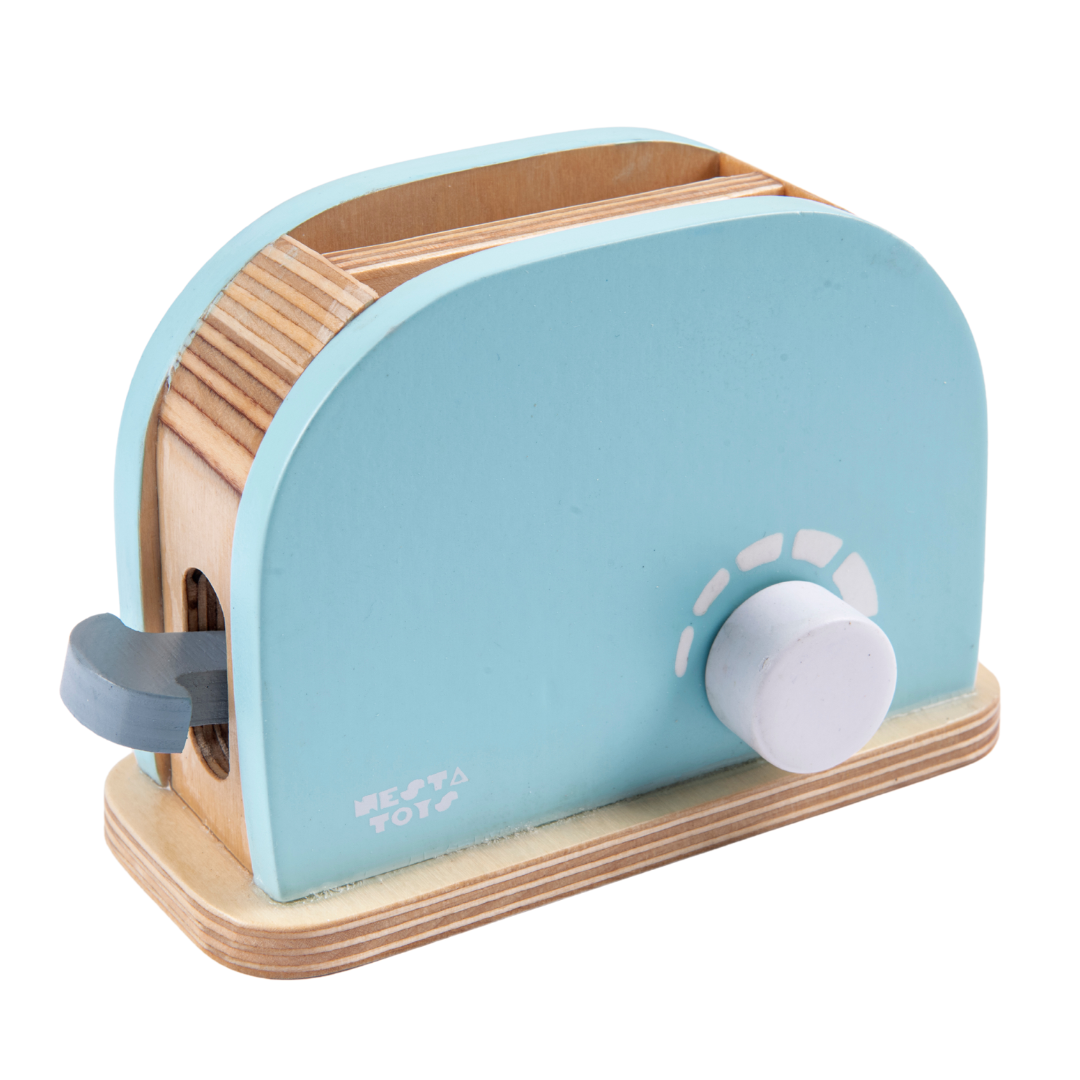 Wooden Bread Pop-up Toaster Blue Color - Totdot