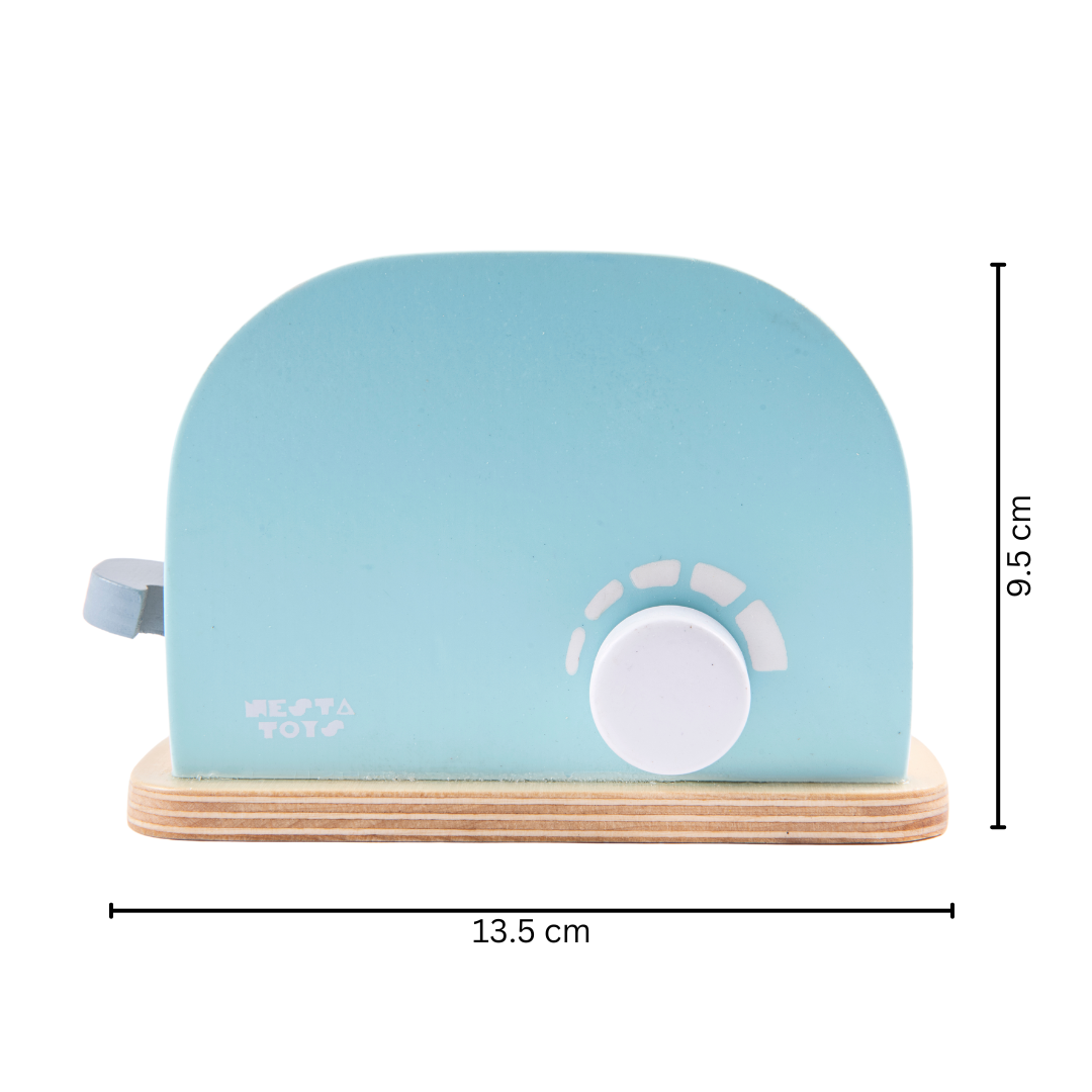 Wooden Bread Pop-up Toaster Blue Color - Totdot