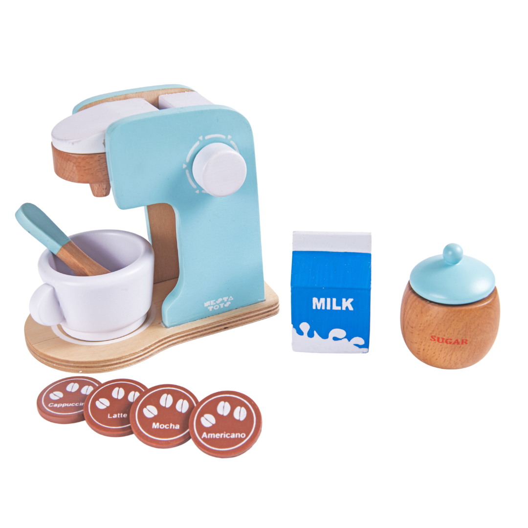 Wooden Coffee Maker Blue Color - Totdot