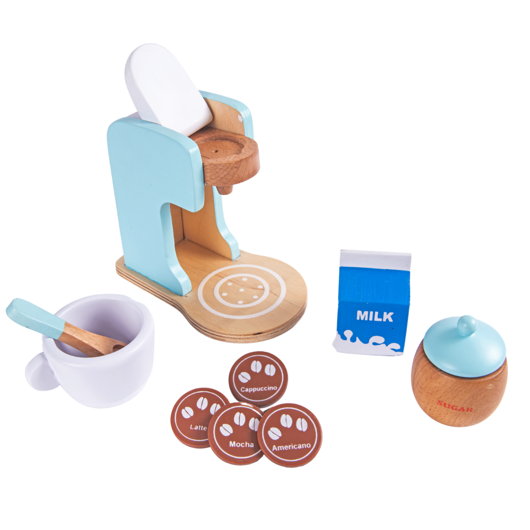 Wooden Coffee Maker Blue Color - Totdot