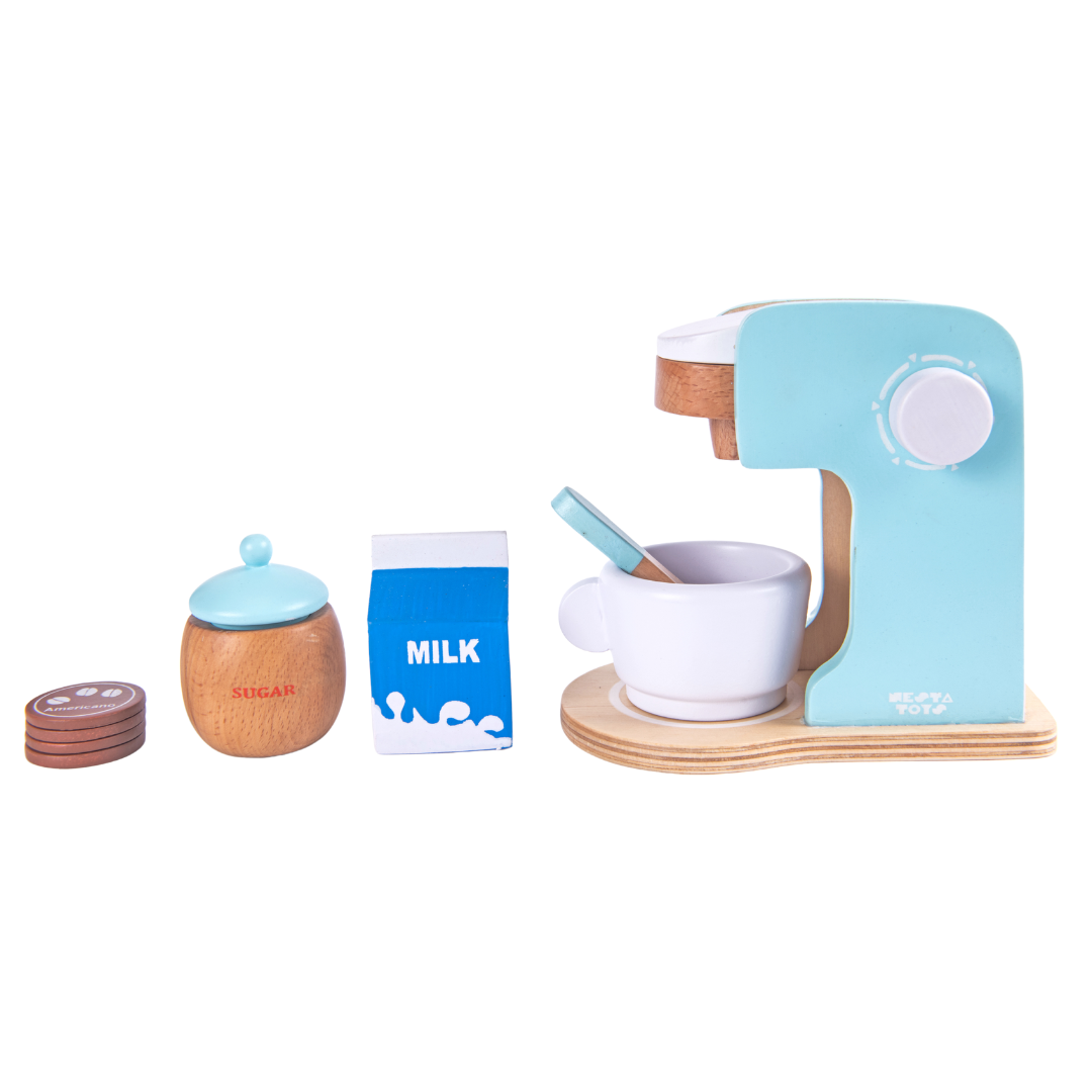 Wooden Coffee Maker Blue Color - Totdot