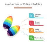Wooden Dinosaur Blocks, Egg Shaker (Rattle) & Teether - Baby Shower Gift| Newborn Toy