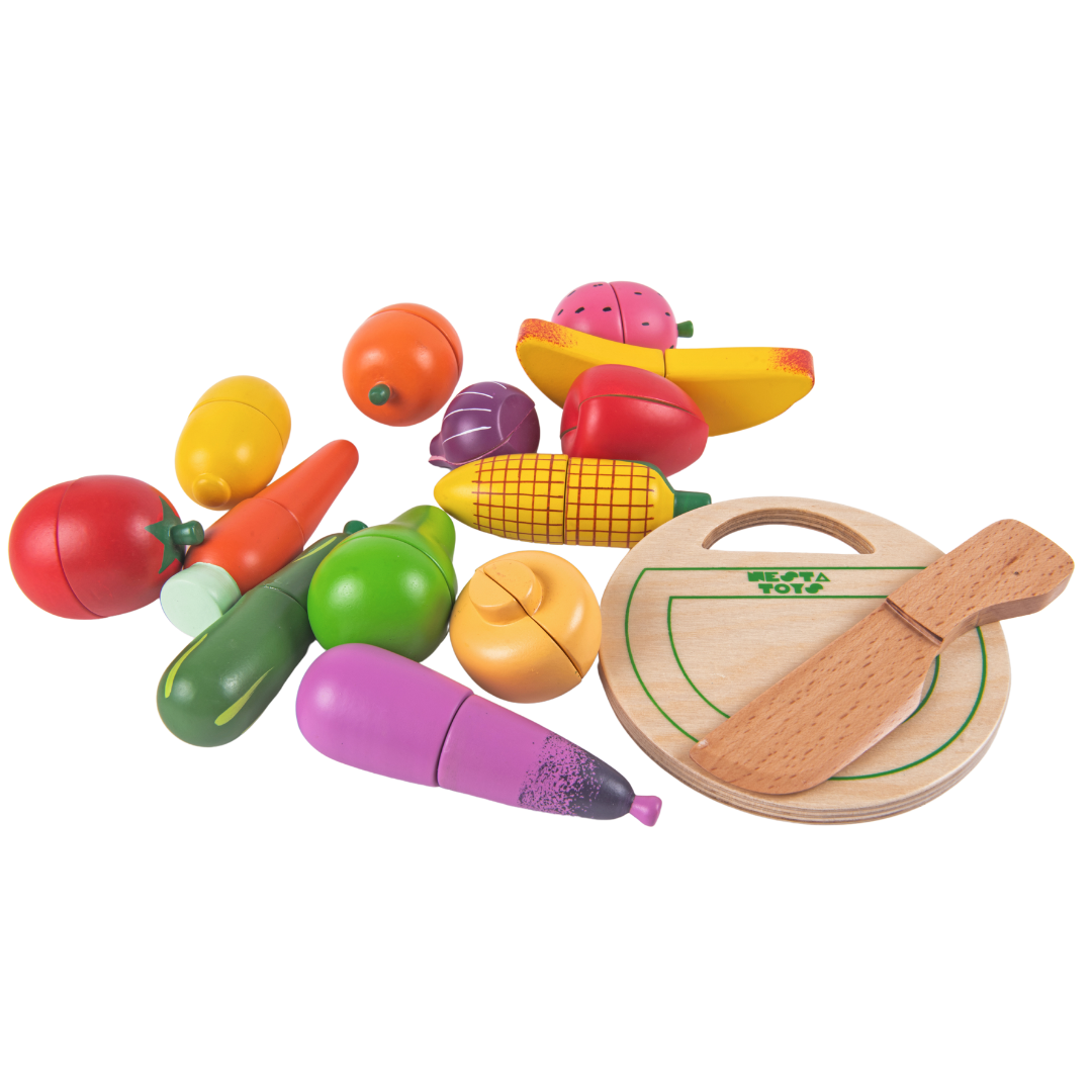 Wooden Vegetable and Fruit Toy Set (15 Pcs) - Totdot