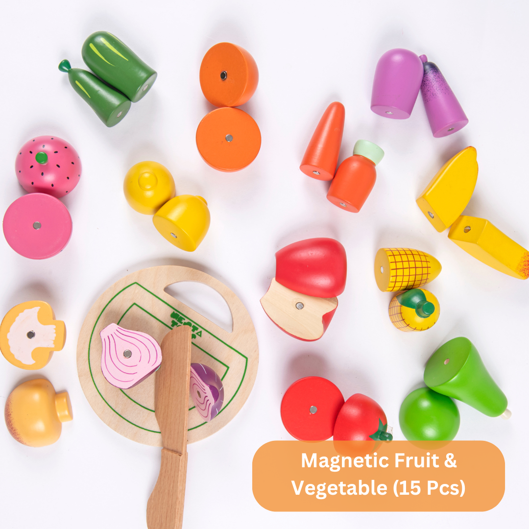 Wooden Vegetable and Fruit Toy Set (15 Pcs) - Totdot