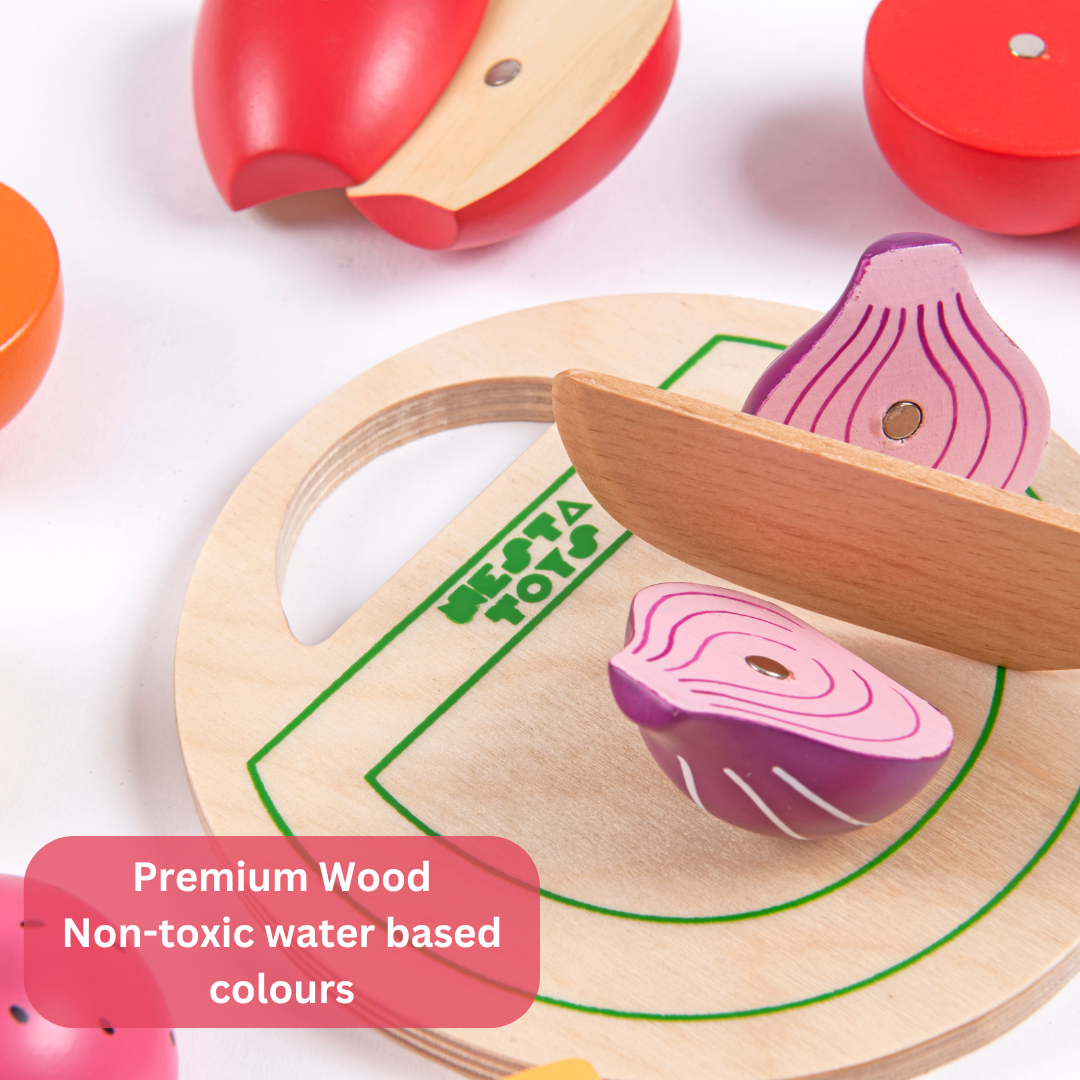 Wooden Vegetable and Fruit Toy Set (15 Pcs) - Totdot