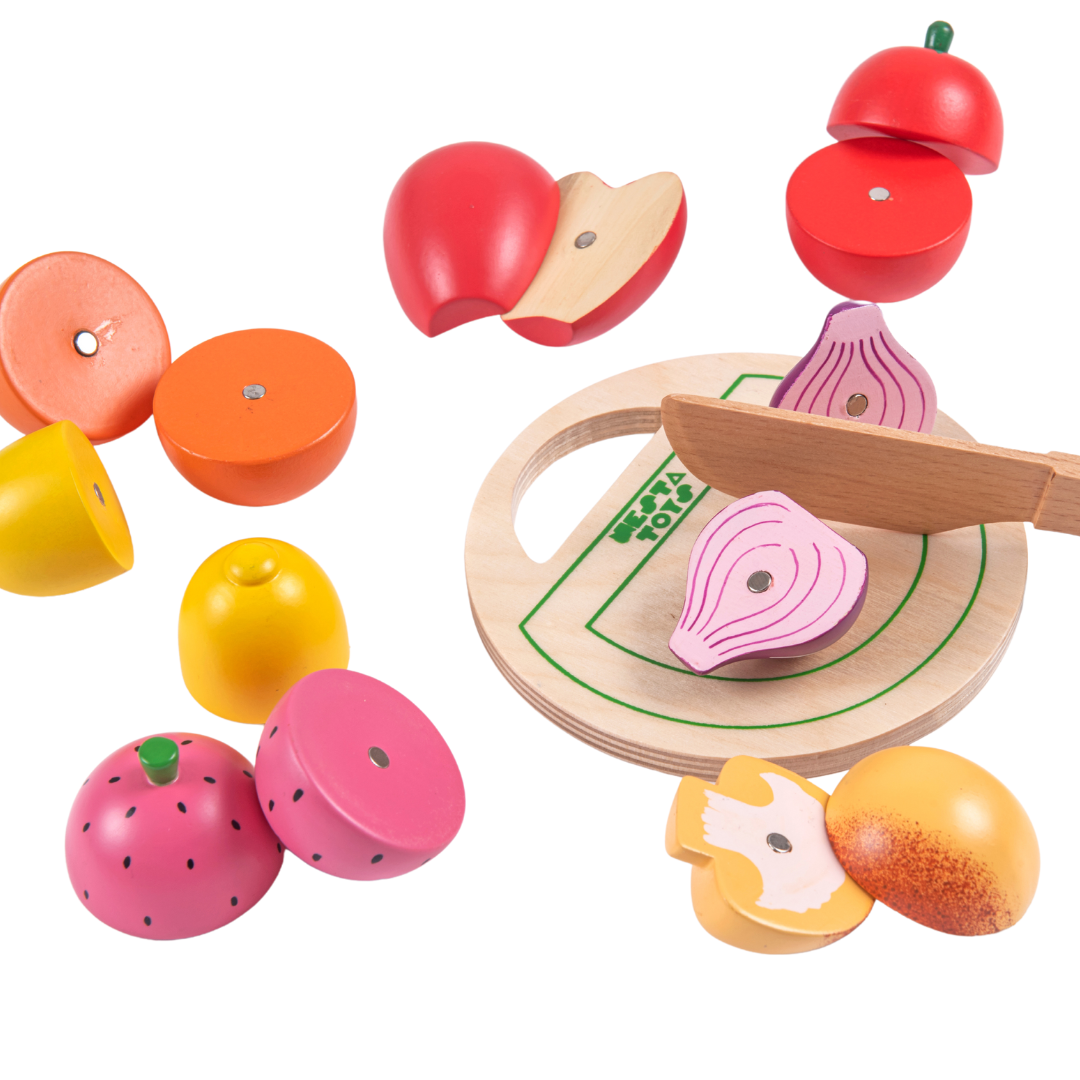 Wooden Vegetable and Fruit Toy Set (15 Pcs) - Totdot