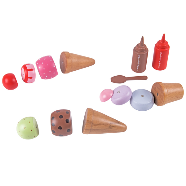 Wooden Ice Cream Set | Play Food and Accessories (14 Pcs)