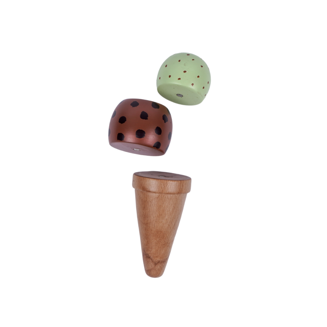 Wooden Ice Cream Set | Play Food and Accessories (14 Pcs) - Totdot