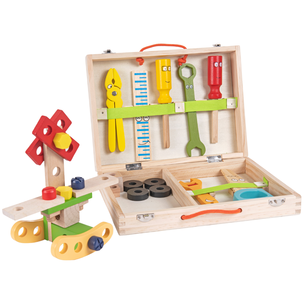 Wooden Tool Kit Set with Tool Box 36-Piece