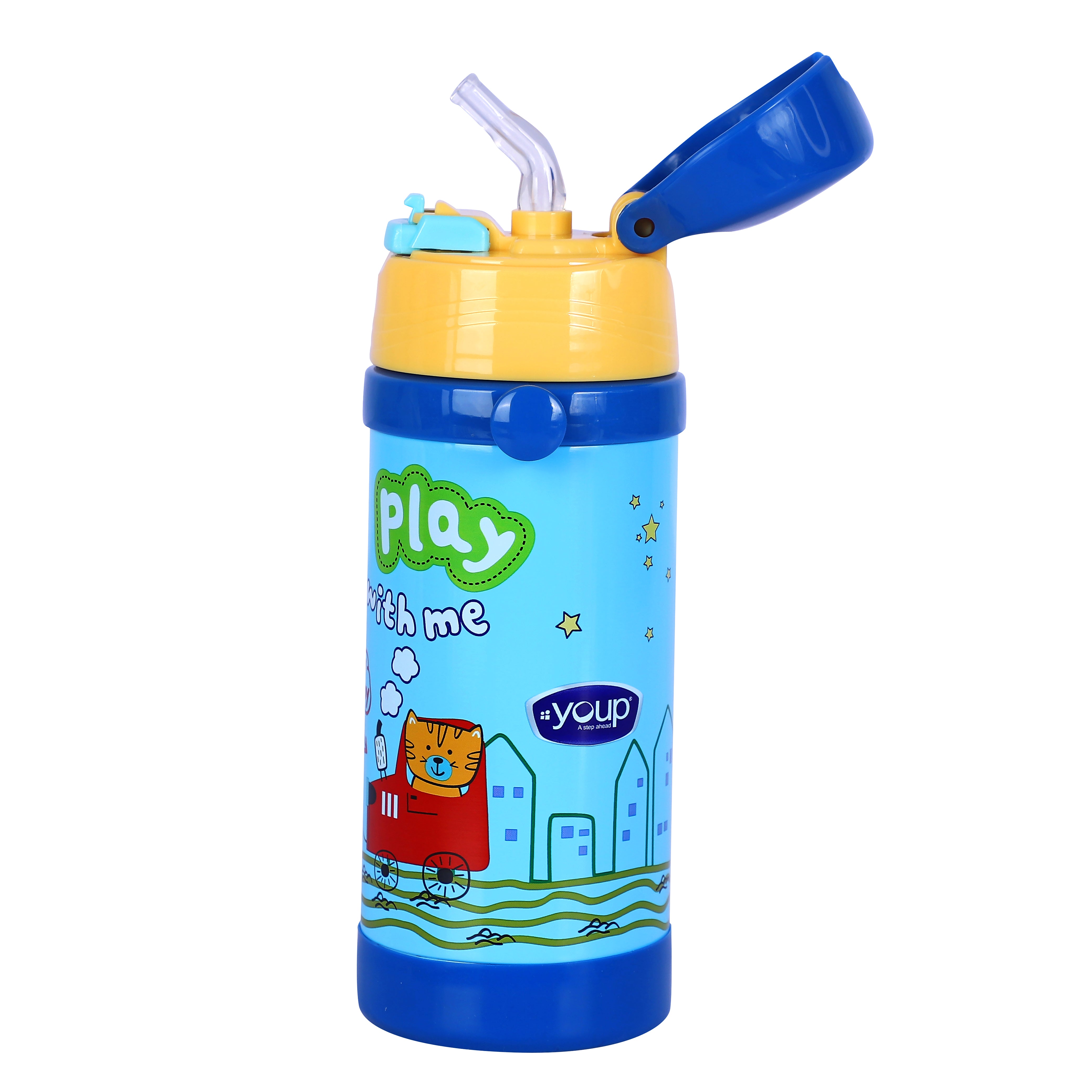 Stainless Steel Theme Kids Insulated Sipper Bottle With Strap Brave -350 Ml