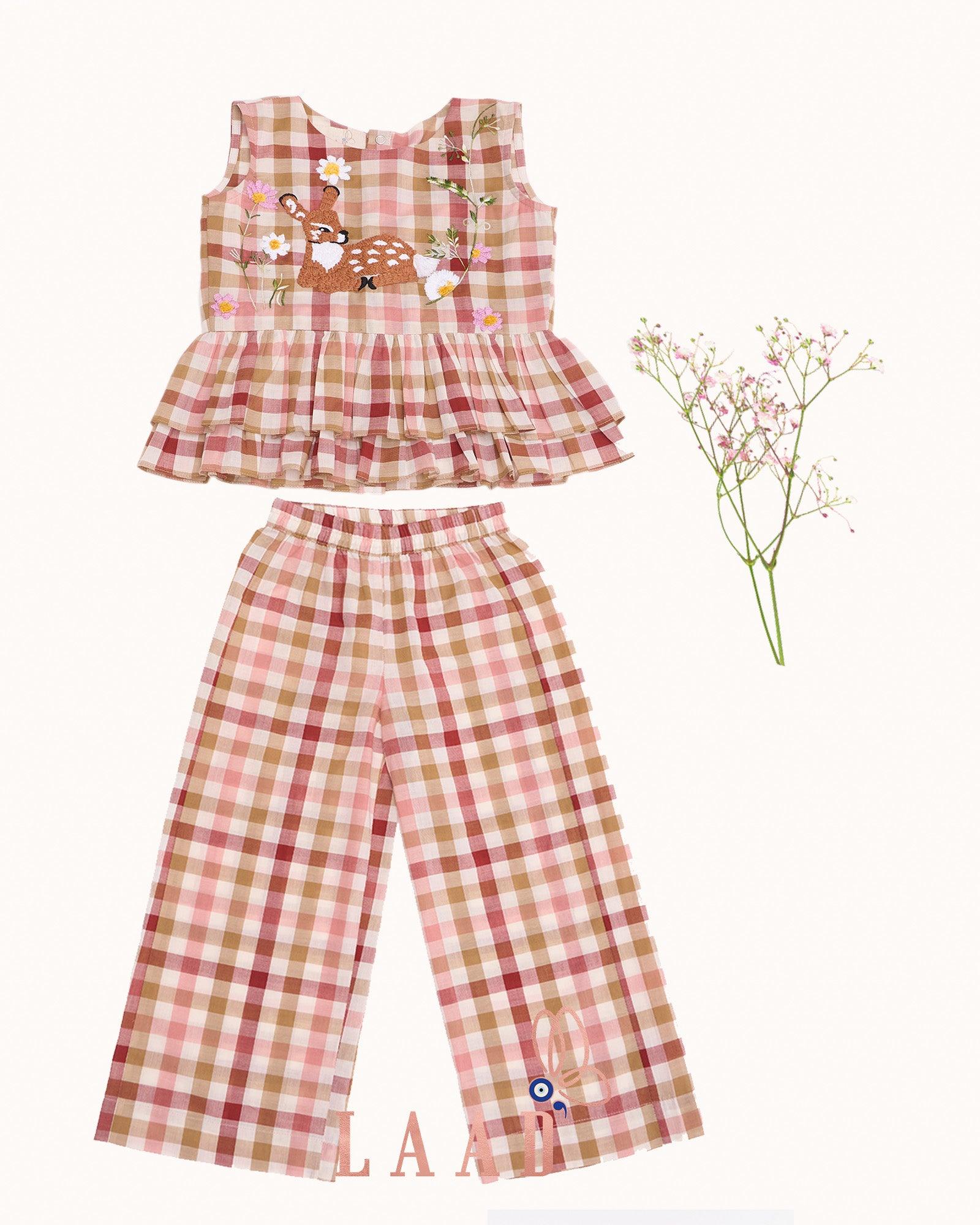 Bambi Deer Hand-Embroidered Peplum Co-ord Set - Totdot