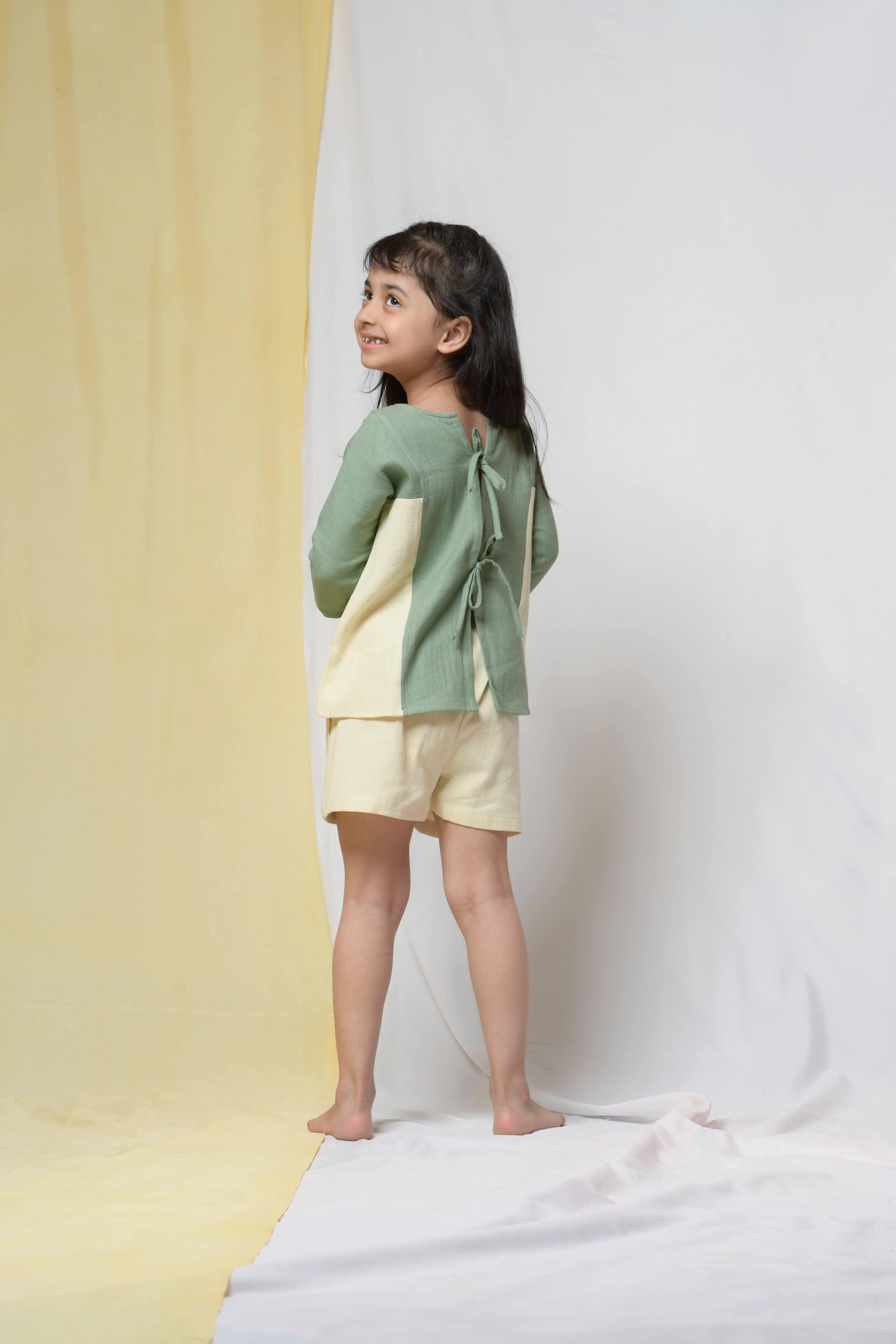 Banana Olive Top & Active Shorts Set for Girls - Totdot