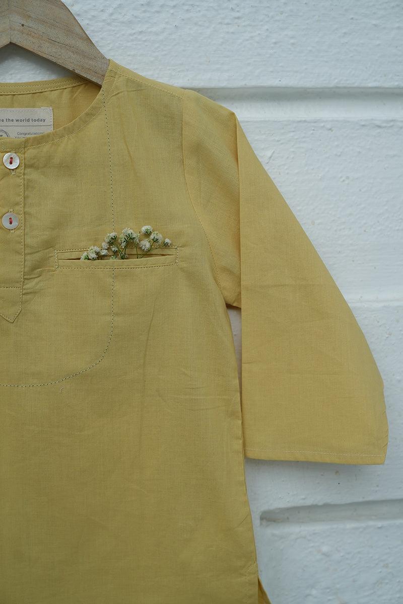 Barfi bliss’ natural dyed ethnic kurta in yellow - Totdot