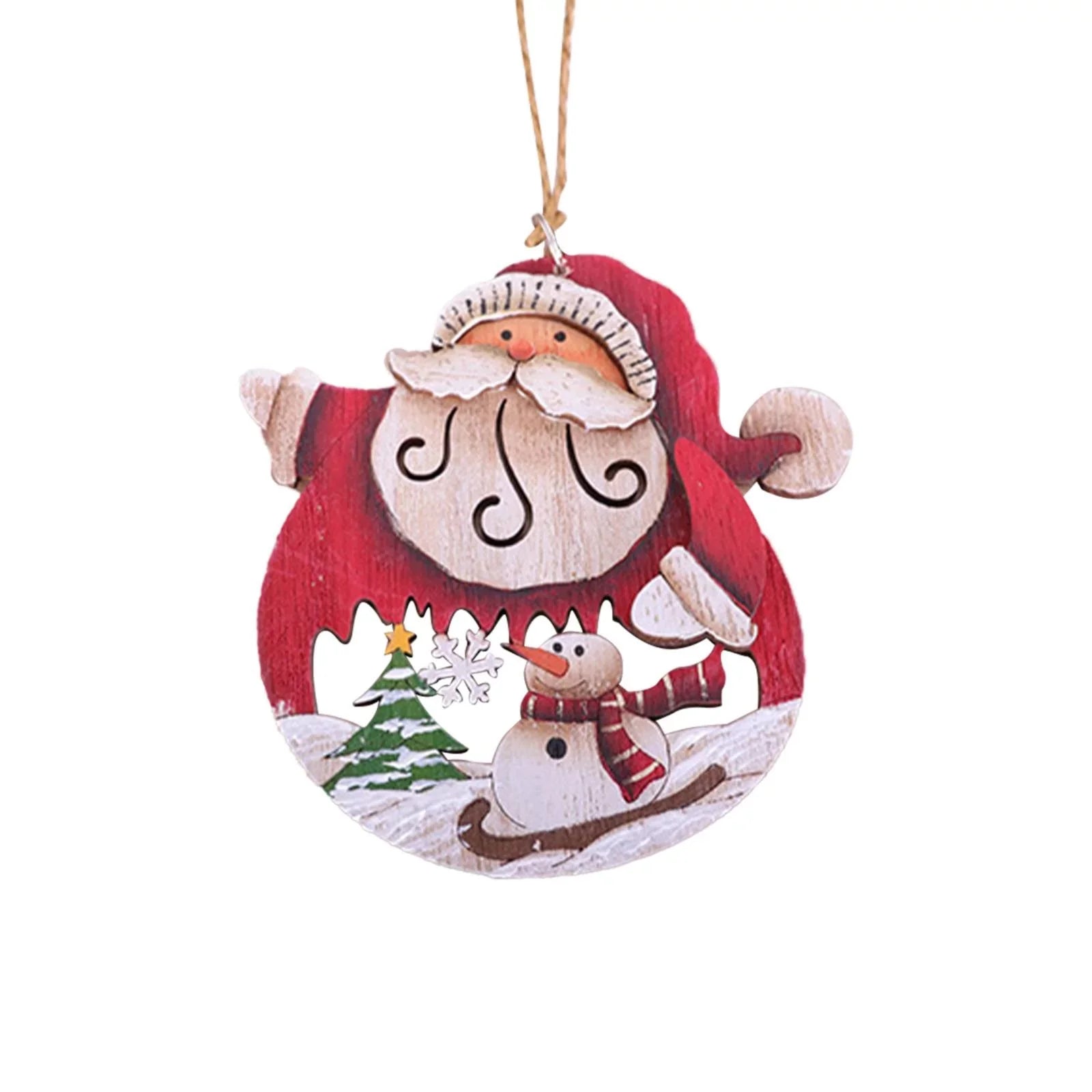 Wooden Sleigh Ornament - Santa