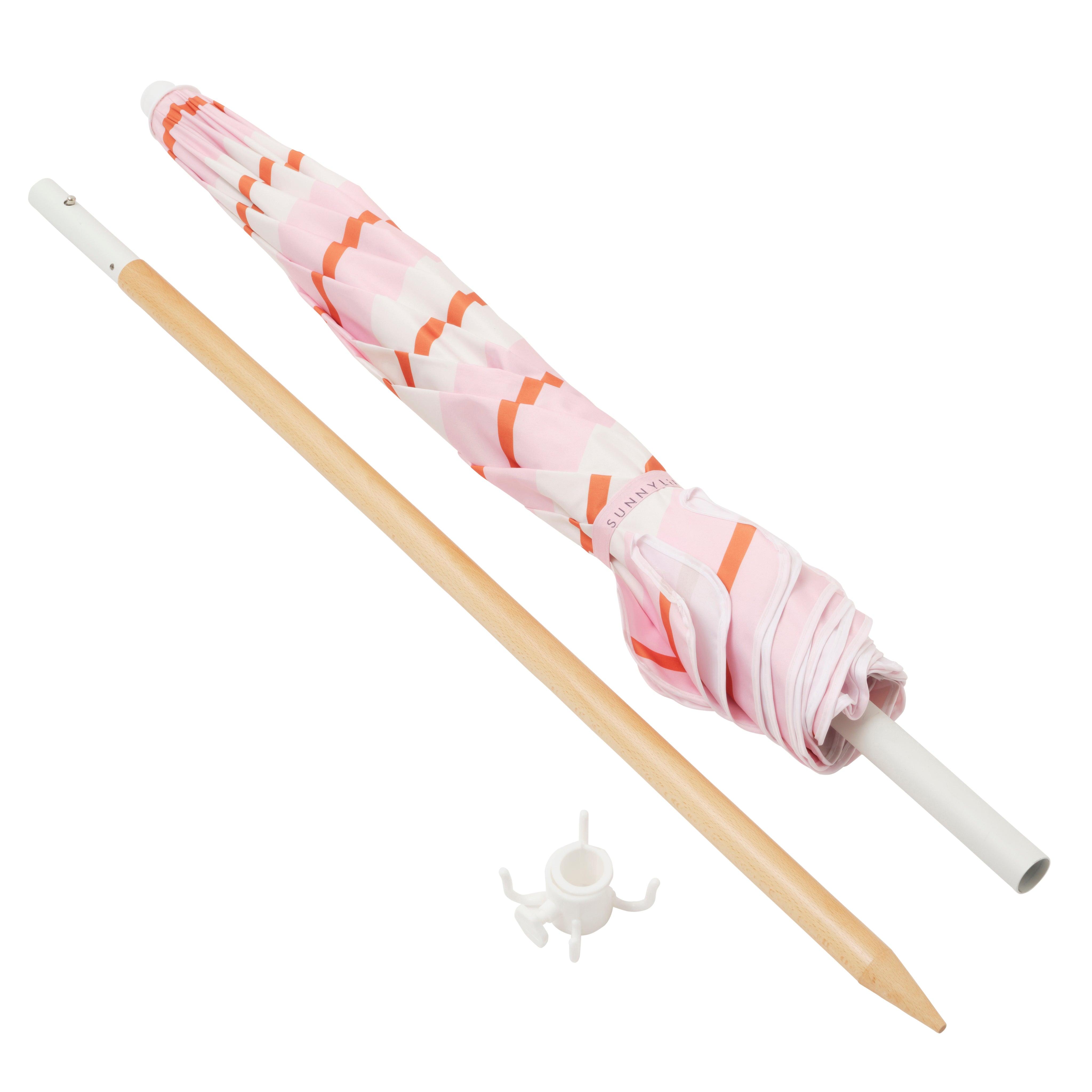 Beach Umbrella Summer Stripe Strawberry Sorbet - Totdot