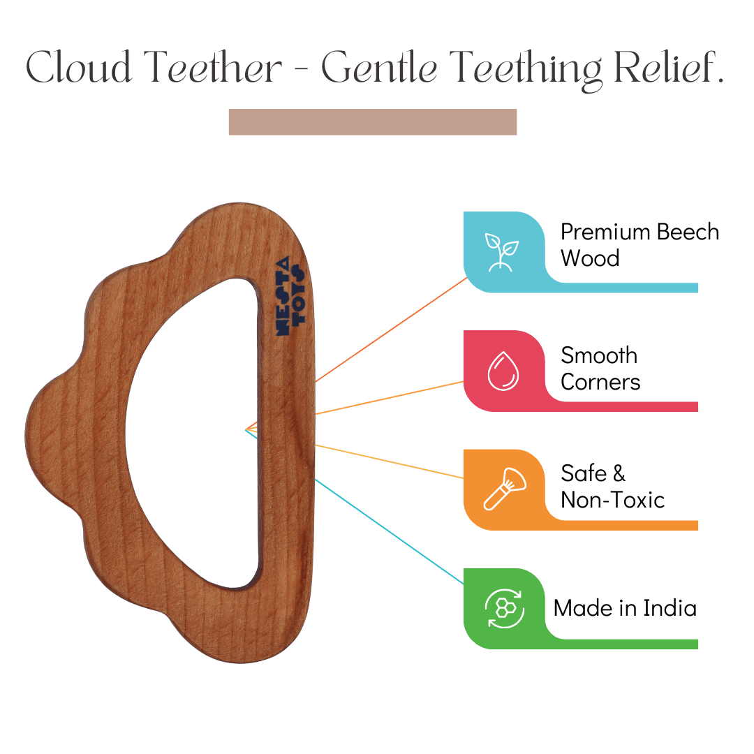 Beech Wooden Cloud Teether (0-1.5 years) - Totdot