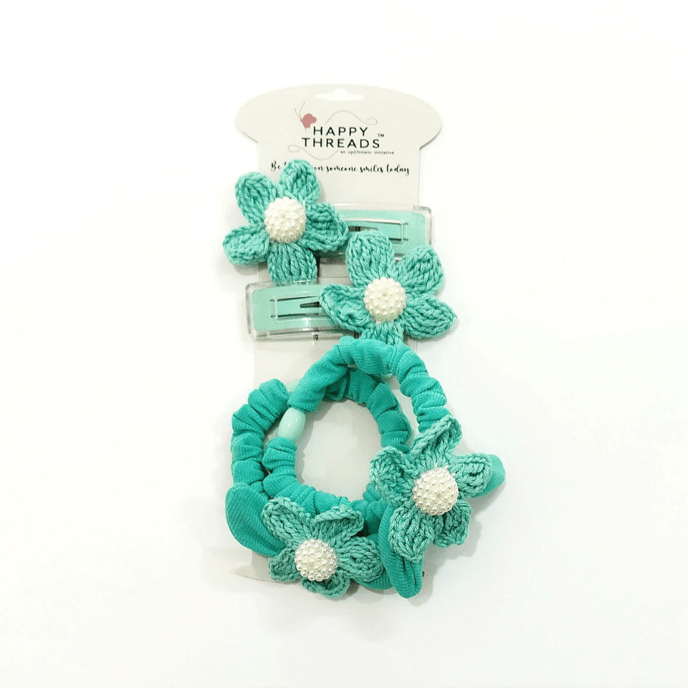 Blue Birds Clip and Hair Tie set - Totdot