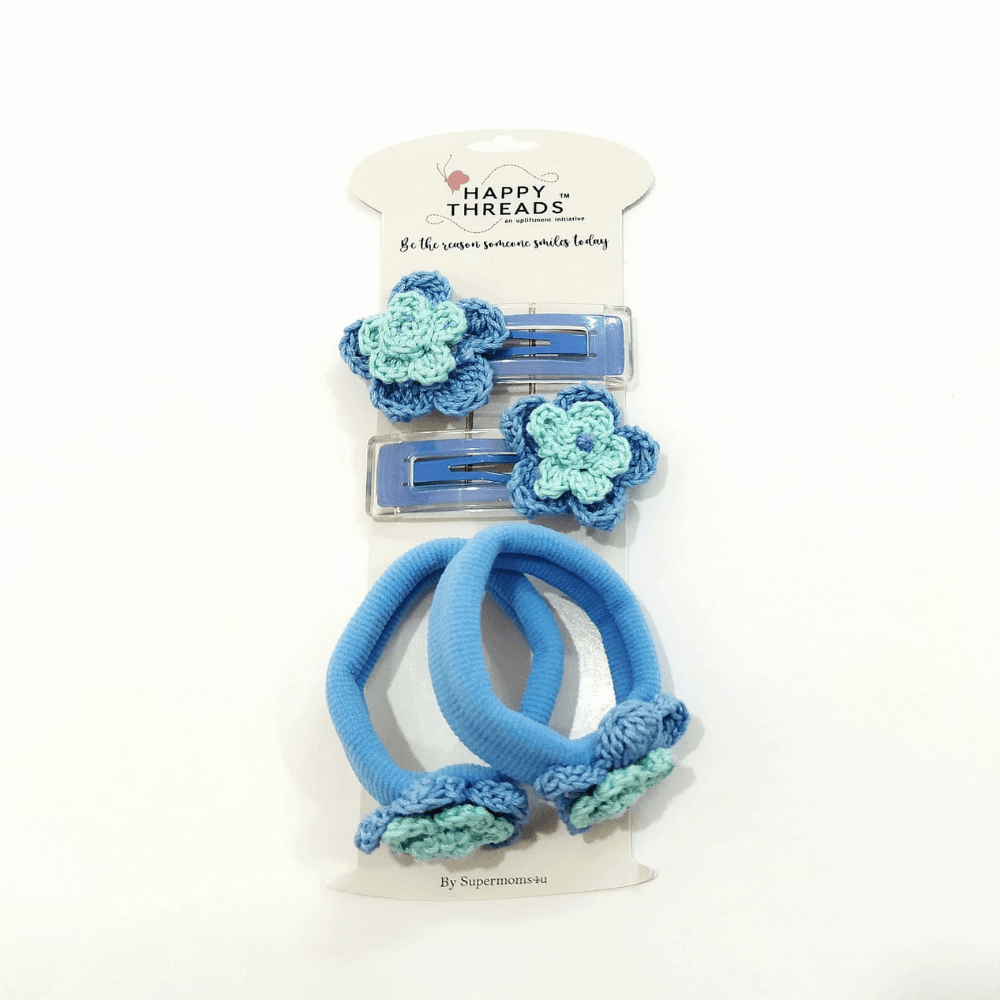 Blue Birds Clip and Hair Tie set - Totdot