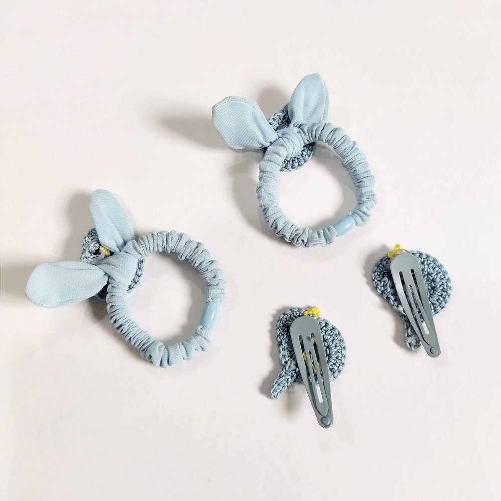 Blue Birds Clip and Hair Tie set - Totdot