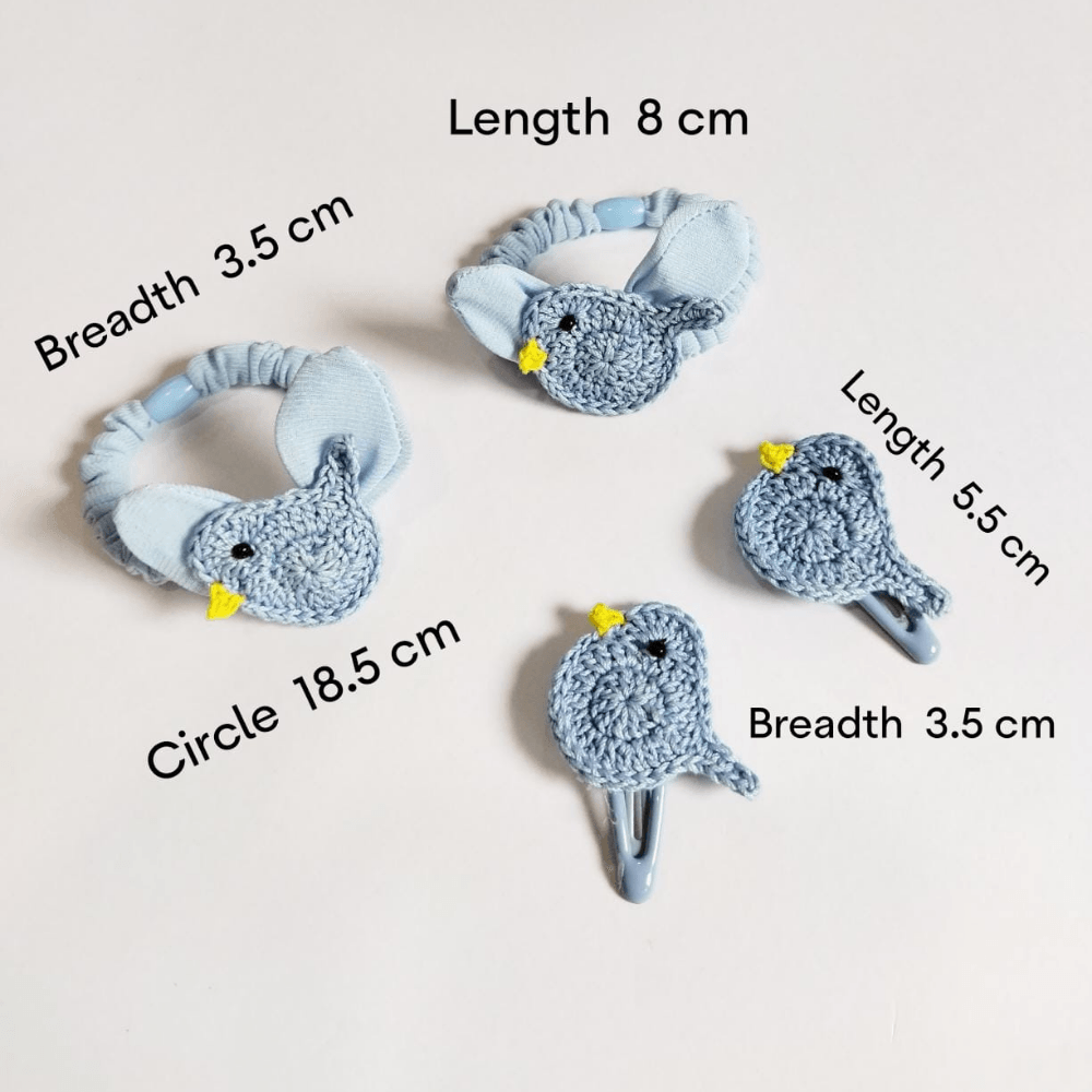 Blue Birds Clip and Hair Tie set - Totdot